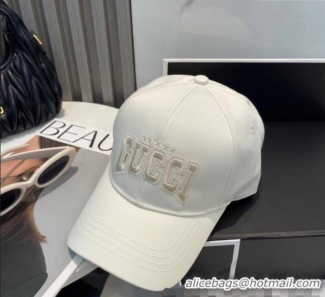 Shop Discount Gucci Canvas Baseball Hat with GUCCI and Star 7082 White 2025