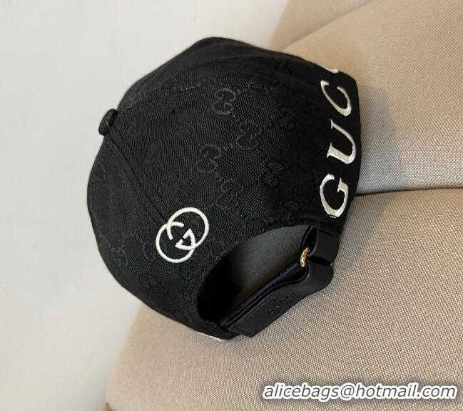 Buy New Cheap Gucci GG Canvas Baseball Hat with Back Logo 0317 Black 2025