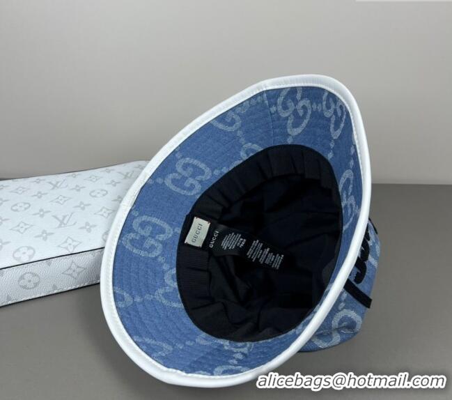 Famous Brand Gucci GG Denim Bucket Hat with GUCCI 0317 Blue/Black 2025