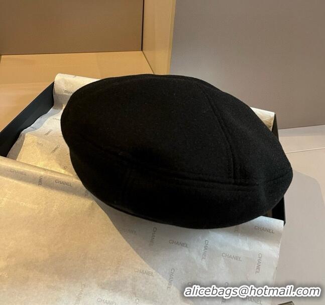 Best Quality Chanel Wool Beret Hat CH121108 Black 2024