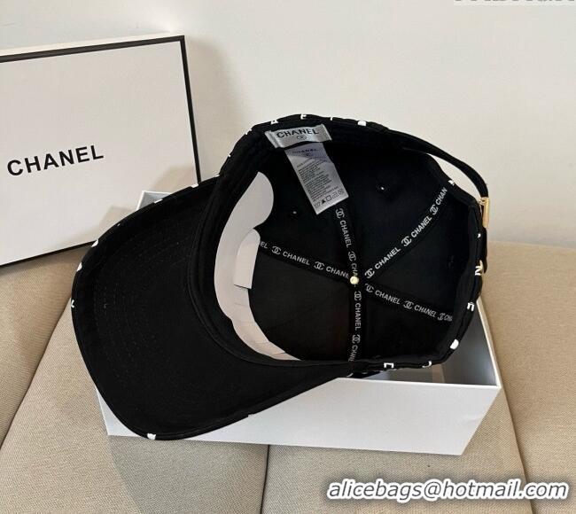 Promotional Chanel Dotted Canvas Baseball Hat 0318 Black 2025