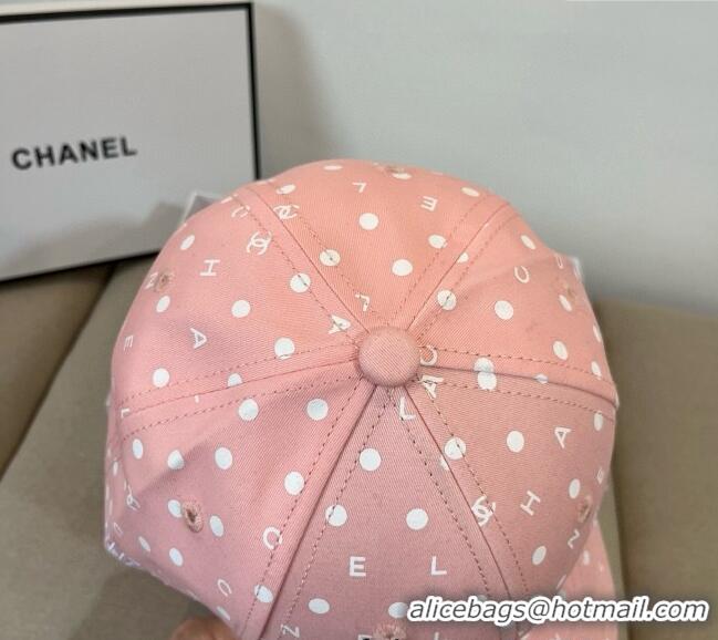 Buy Inexpensive Chanel Dotted Canvas Baseball Hat 0318 Light Pink 2025
