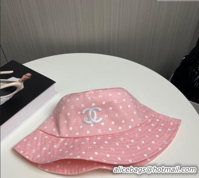 Top Quality Chanel Dotted Canvas Bucket Hat 0318 Light Pink 2025