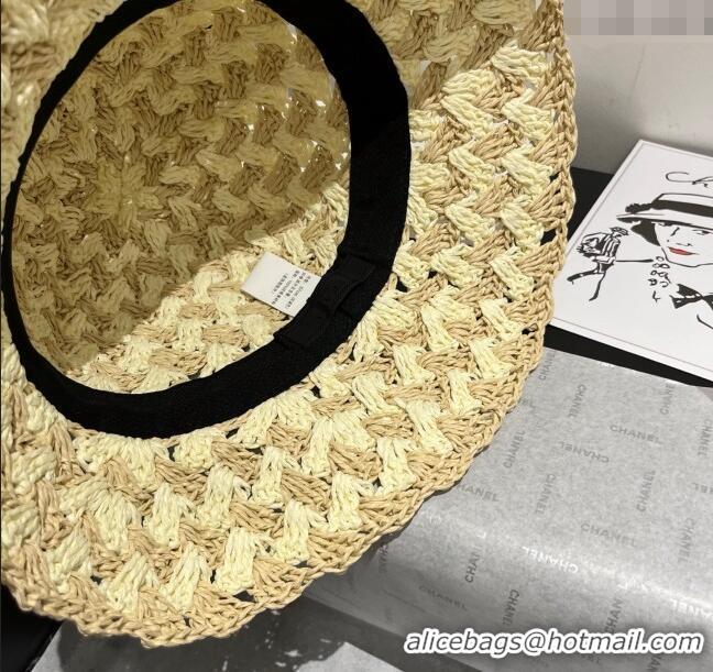 Top Grade Prada Triangle Straw Bucket Hat P8081 Beige/Khaki 2025