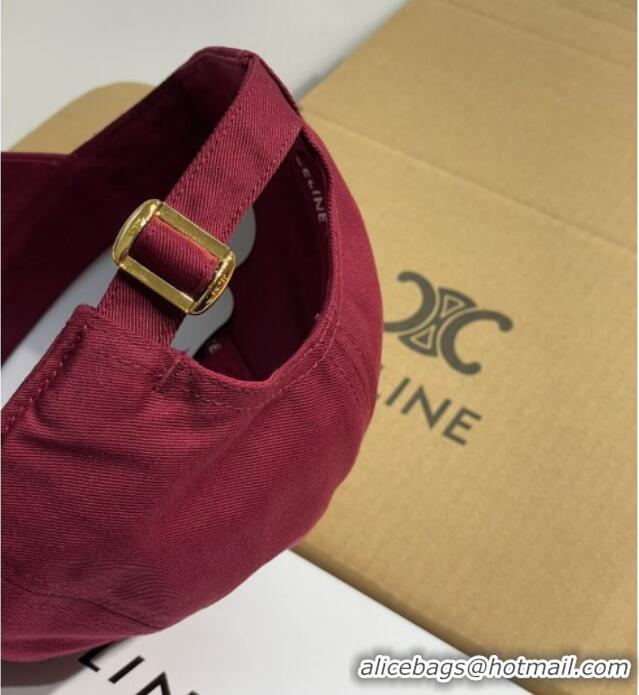 Good Quality Celine Baseball Hat with Logo 0318 Dark Red 2025