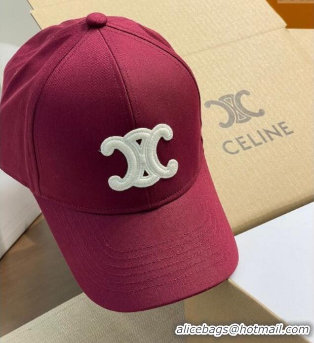 Good Quality Celine Baseball Hat with Logo 0318 Dark Red 2025