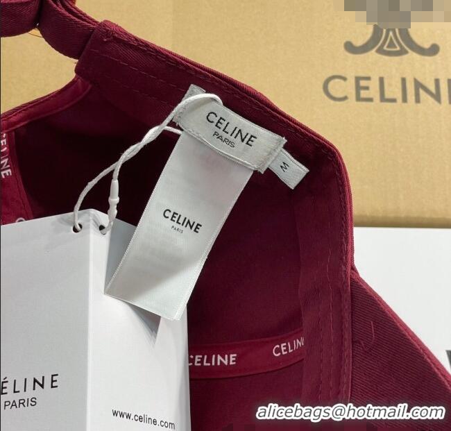 Good Quality Celine Baseball Hat with Logo 0318 Dark Red 2025