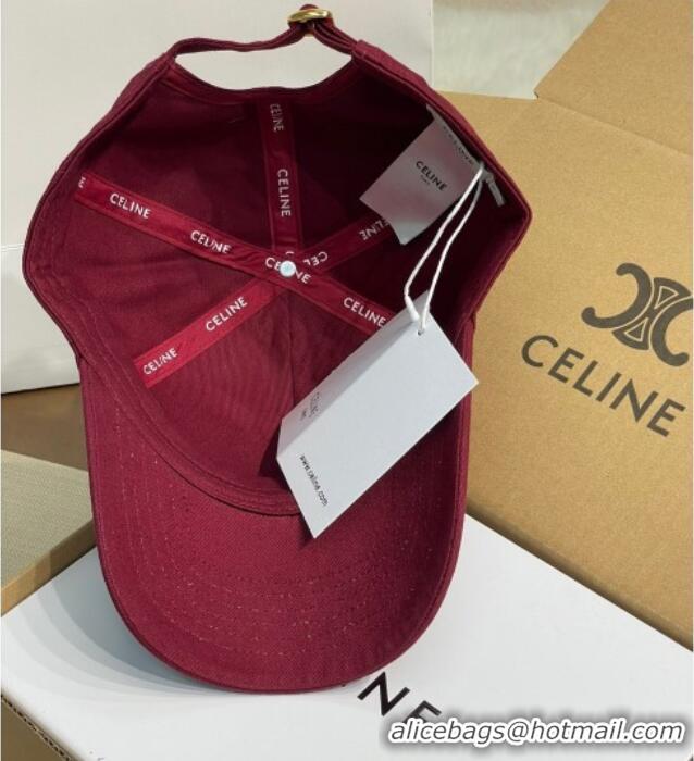Luxury Classic Celine Canvas Baseball Hat with CELINE CE0318 Dark Red 2025