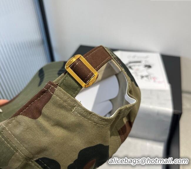 Grade Quality Celine Canvas Baseball Hat CE8023 Camouflage Green 2025