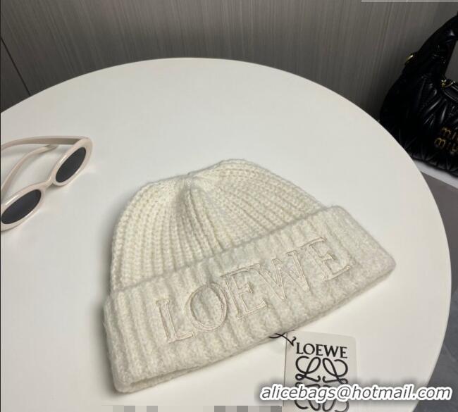 Luxury Classic Loewe Knit Hat 0913 White 2024