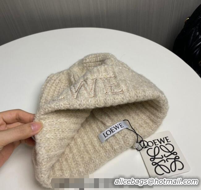 Luxury Cheap Loewe Knit Hat Pale 0913 Beige 2024