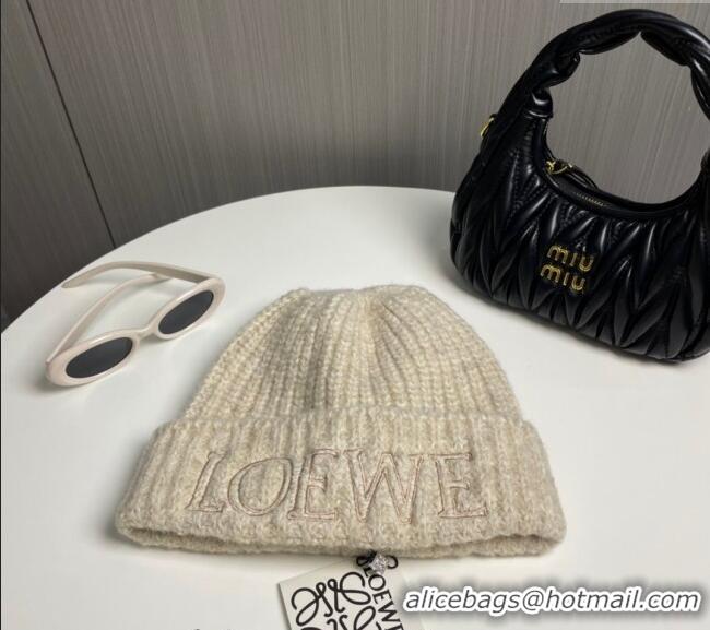 Luxury Cheap Loewe Knit Hat Pale 0913 Beige 2024