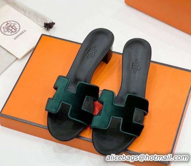 Shop Cheap Hermes Oasis Classic Heel Slides Sandal 4.5cm in Velvet Green 2025 H02272