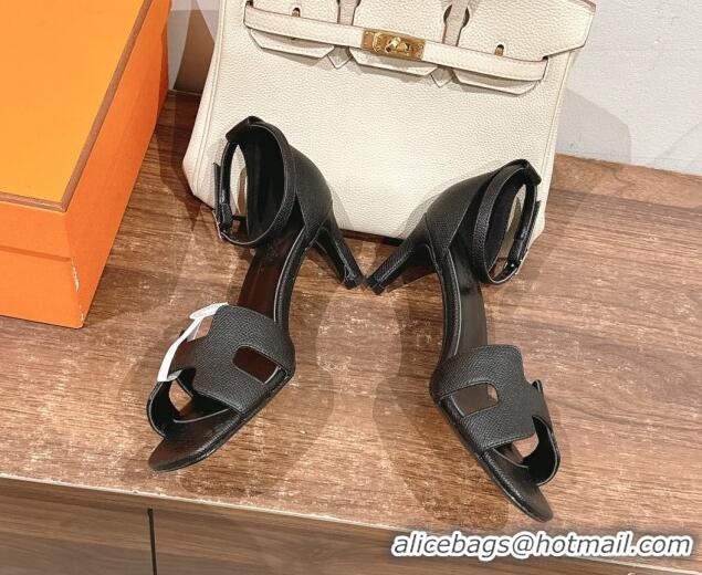 Big Discount Hermes Joy Heel Sandals 7cm in Epsom Leather Black 2025 H02274