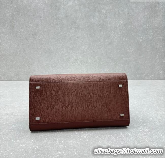 New Design The Row Margaux 12 Tote Bag in Grained Leather 1833 Mocha 2025