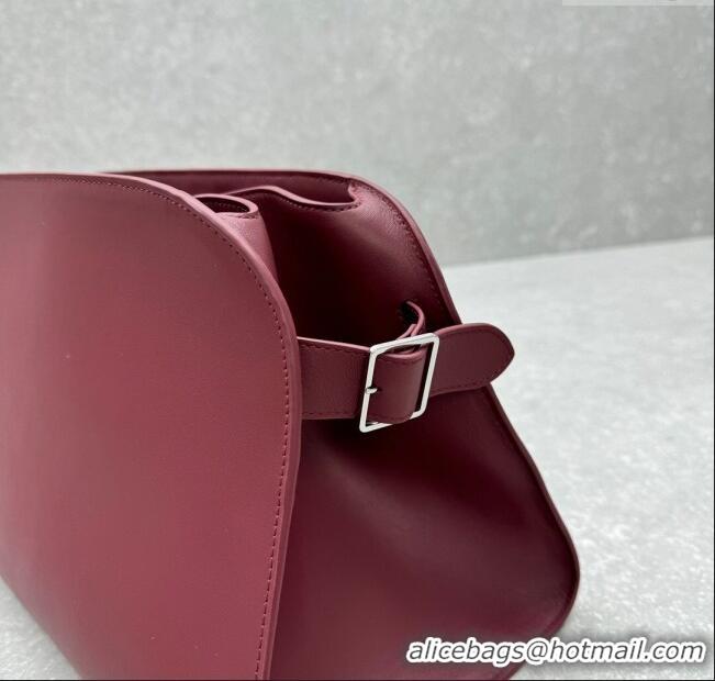 New Stylish The Row Margaux Clutch in Smooth Leather 1843 Amaranth Red 2025