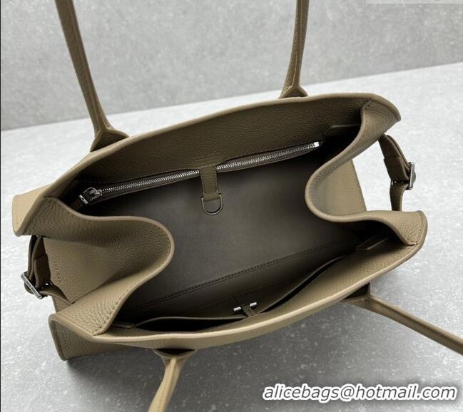 Top Quality The Row Margaux EW Shoulder 12 Bag in Grained Leather 1797 Dark Taupe 2025