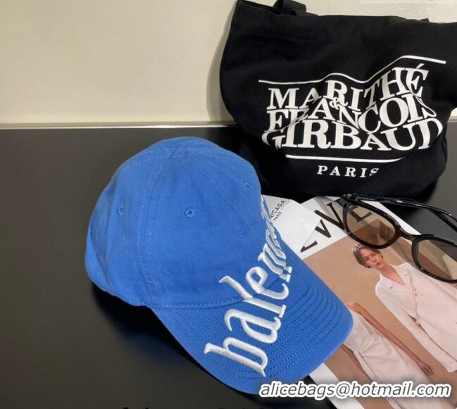 Inexpensive Balenciaga Signature Baseball Hat B0112 Blue 2024