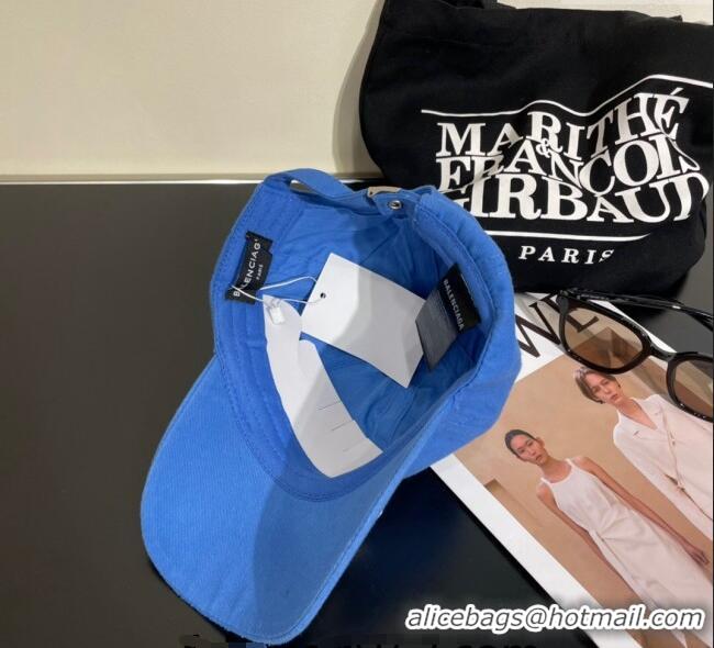 Inexpensive Balenciaga Signature Baseball Hat B0112 Blue 2024