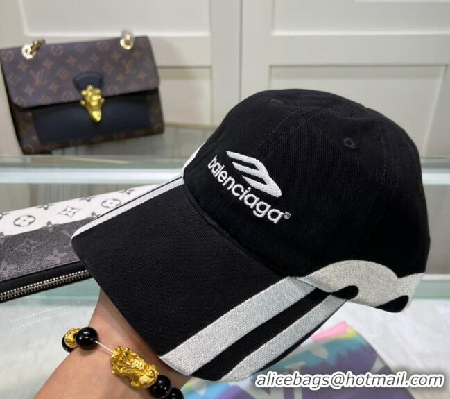 Top Grade Balenciaga Canvas Baseball Hat B0302 Black 2024