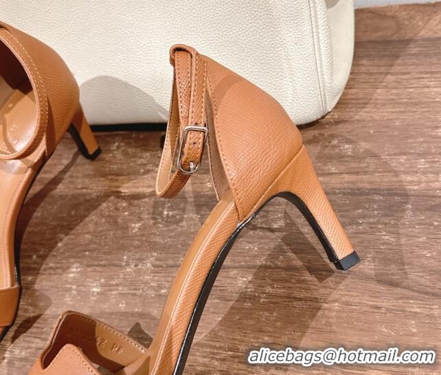 Stylish Hermes Joy Heel Sandals 7cm in Epsom Leather Brown 2025 H02274