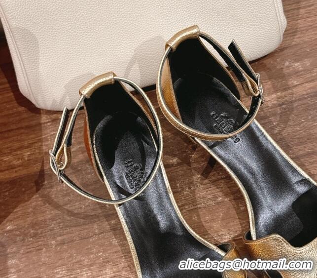 Perfect Hermes Joy Heel Sandals 4cm in Epsom Leather Gold 2025 H02274