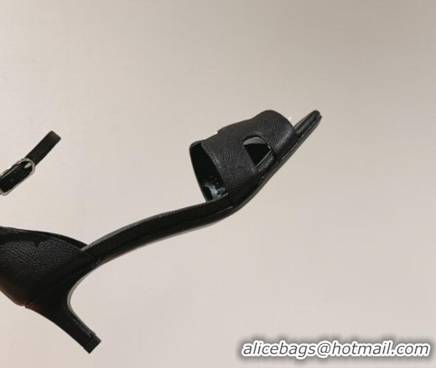 Duplicate Hermes Joy Heel Sandals 4cm in Epsom Leather Black 2025 H02274