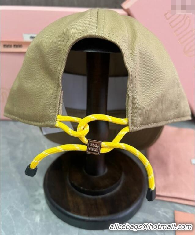 Unique Style Miu Miu Canvas Baseball Hat with Cord 0619 Beige 2024