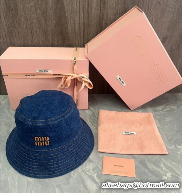 Best Price Miu Miu Denim Bucket Hat M071001 Blue 2024