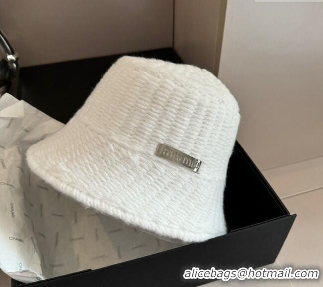 Well Crafted Miu Miu Knit Bucket Hat 1019019 White 2024