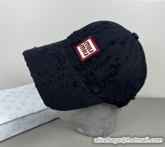 Grade Quality Miu Miu Canvas Baseball Hat with Logo Patch 0317 Black 2025
