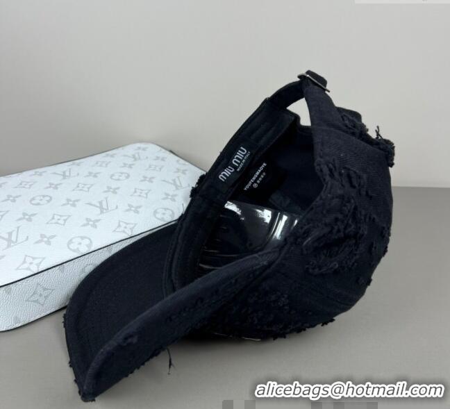 Grade Quality Miu Miu Canvas Baseball Hat with Logo Patch 0317 Black 2025