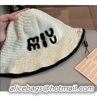 Famous Brand Miu Miu Knit Bucket Hat 0317 White 2025