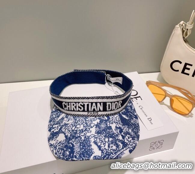 Top Quality Dior Printed Canvas Visor Hat 0706 Navy Blue 2023