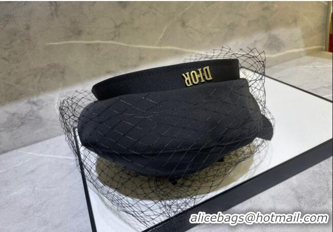 Top Quality Dior Canvas Beret Hat 0731 Black 2023