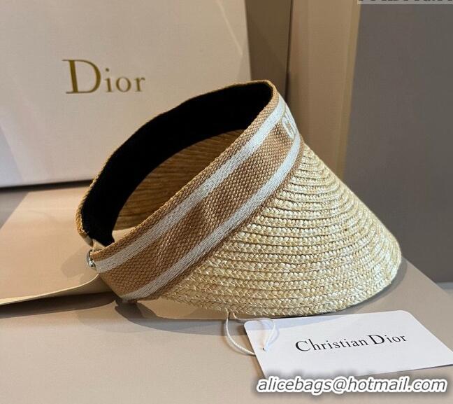 Inexpensive Dior Straw Visor Hat 040301 Brown 2024
