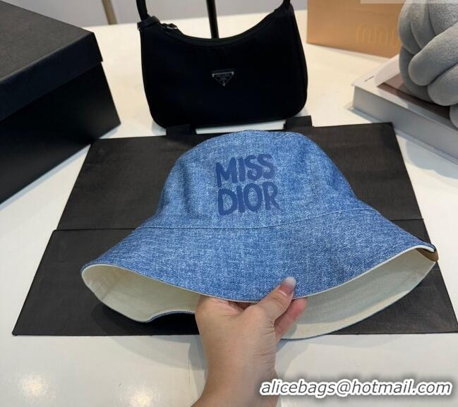 Top Quality Dior Miss Dior Denim Bucket Hat 0823 Blue 2024