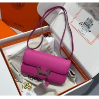 Top Design Hermes Constance Elan Bag in Epsom Leather H1089 Magnolia Pink/Silver 2025(Half Handmade)
