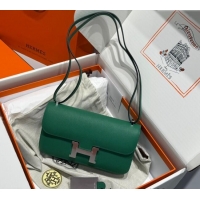 New Fashion Hermes Constance Elan Bag in Epsom Leather H1089 Peacock Green/Silver 2025(Half Handmade)