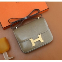 Super Quality Hermes Mini Constance 19 Bag in Original Lizard Leather H0210 Gray/Gold 2025(Full Handmade)