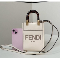 Discount Fendi Sunshine Leather Mini Tote Bag 8376 White 2025 Top