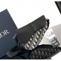 Top Grade Dior Mens Mini Saddle Bag in Oblique Jacquard and Grained Calfskin D3084 Beige/Black 2025