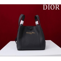 Best Price Dior Small Signature Bucket Bag in Grained Calfskin 0403 Black 2025