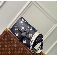 Top Quality Louis Vuitton Diane Satchel Bag in Monogram Leather M47161 Navy Blue/Cream 2025