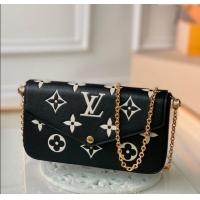 Luxury Discount Louis Vuitton Felicie Pochette Mini Bag in Monogram Empreinte Leather M80482 Black/Cream 2025