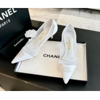 Good Product Chanel Lambskin & Mesh Pumps White 2025 CH030411
