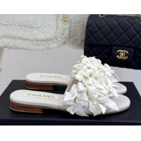Unique Style Chanel Bow Crowd Flat Slides Sandal White 2025 CH030414