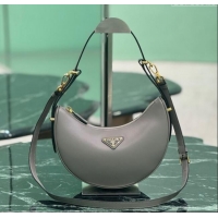 Famous Brand Prada Arque small leather shoulder bag 1BC194 Grey 2025