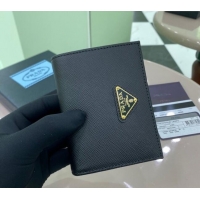 Super Quality Prada Small Saffiano Leather Wallet 1MV204 Black 2025