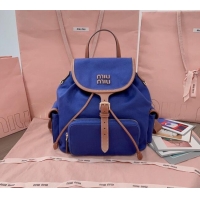 Well Crafted Miu Miu Canvas and leather backpack bag 5BZ042 Indigo Blue 2025